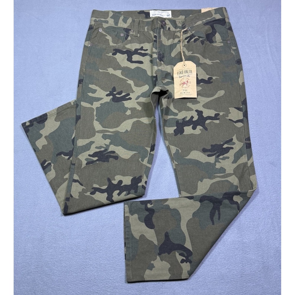 Ecko Unltd Jeans Mens 36x30 Slim Fit Camo Skinny Tapered Retro Streetwear NEW